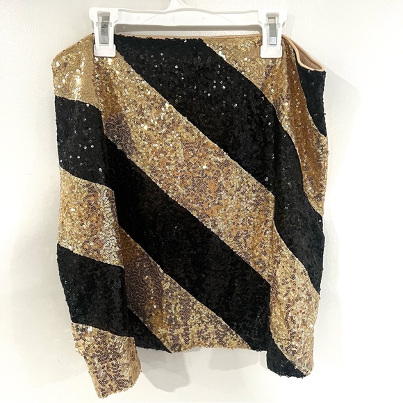 Endless Rose Striped Sequins Mini Skirt Black/Gold Women’s Sz XL NWT - Picture 2 of 10